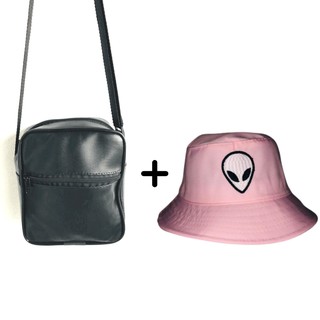 Chapéu Bucket Alien Masculino Feminino Praia + Bolsa Pochet Necessaire Shoulderbag