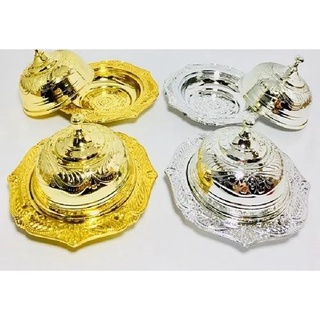 12 Mini bandeja com cúpula Prata/ Dourado lembrancinha casamento festas aniversários