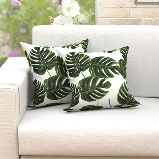 Almofadas Decorativas Para Sala Folhas Tropical Verde 45cm x 45cm 2 Unidades Com Refil (7)