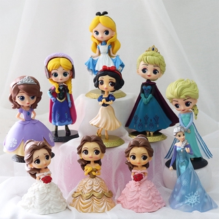 Brinquedos De Princesa Q Posket Frozen Elsa Anna Cinderela Belle Modelo Bolo Topper Figuras De Ação (1)