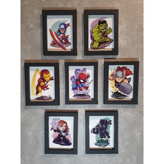Kit 7 quadros artesanal - Quadrinhos decorativos - Avengers / vingadores (leia a descrição)