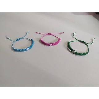 Kit com 3 pulseiras da amizade - Meninas Super Poderosas (pulseiras trançadas reguláveis - conjunto) (3)