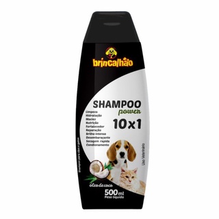 Shampoo e Condicionador Para Cachorro Cão Gato Óleo de Coco Power 10 x 1 500ml Brincalhão