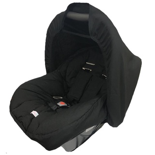 Capa forro acolchoado para aparelho bebê conforto com protetores para o cinto e mais capota solar cor preto (2)