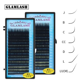 Extensão Dos Cílios Glamlash Mix 7~15mm Artesanal Coreano Pbt J / B / C / D / L / Lu (M) Onda