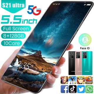 S21 Ultra Smart Phone 5.5 Polegada 8 Gb De Ram + 128 Gb Rom Fingerprint Rosto Unlock Telefones Celulares (Memória Opcional)