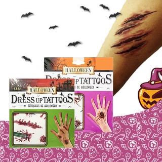 Tatuagens Removíveis de Halloween Assustador Dia das Bruxas Festa Fantasia (1)