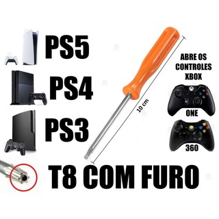 Chave Torx T8 Com Furo Abre Playstation PS3 PS4 PS5 Controle Xbox 360