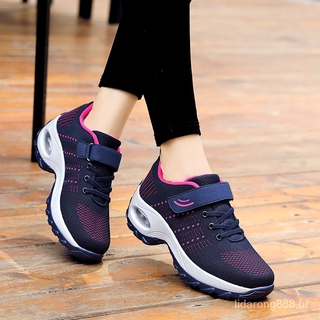 Women's shoes spring knitting swing shoes breathable casual sports shoes platform travel shoes wedge shoes (1)