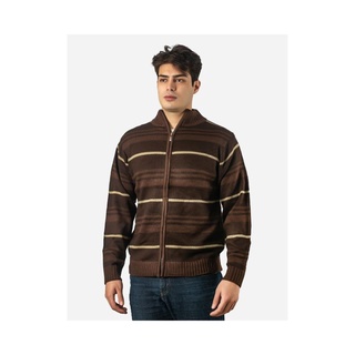 Suéter de Lã Masculino Gola Alta c/ Zíper - Marrom
