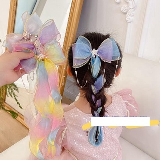 Sweet and cute gradient color series long bow hairpin children's headdress hair accessories