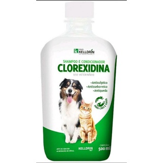 Shampoo e Condicionador Clorexidina 5em1 para caes e gatos Anti Seborreia Septico Queda 500 ml