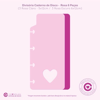 [CADERNO DE DISCO] - DIVISÓRIAS ROSA - MARCADOR DE PÁGINA (6 peças - papel 180g)