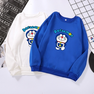 Camiseta Feminina Manga Comprida/Folgada/Multicolorida/Doraemon/Moderna Engrossar/Tee/Casal (1)
