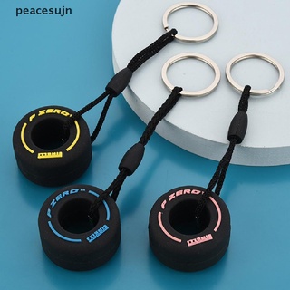 [peacesujn] Simulation Cartoon Tire Keychain PVC Soft Rubber Key Ring Car Hanging Ornaments .