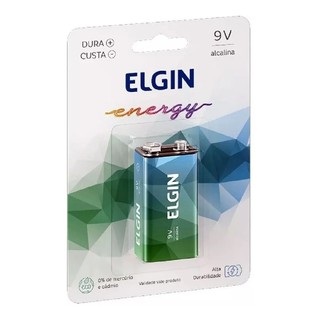 Bateria 9 volts Elgin 9v Cartela unidade Alcalina