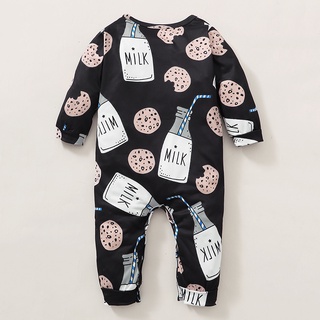 Newborn Baby Boys Girls Cute Milk Cookies Long Sleeve Jumpsuit Soft Pajamas Onesies (6)
