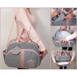 Kit de bolsas de maternidade personalizado com o nome do bebê luxo para passeio com mochila (2)