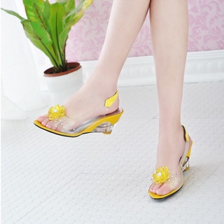 Roman Moda De Alta Qualidade Sandálias De Cunha Transparente Vestido Sapatos Casuais Mulheres 34-43 i5Af