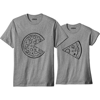Kit Camiseta Para Casal Namorado Combinando Pizza Cinza T-shirt