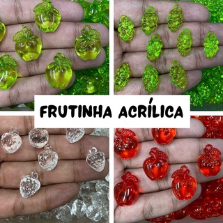 Pingentes Acrílicos de Frutinhas - Tamanhos Diversos - Pacote c/ 250g