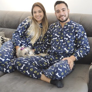 Pijama Macacão Longo Inverno Frio de Soft Quente Confortável (2)