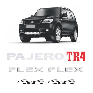 Kit Emblemas Pajero Tr4 Flex 4x4 Prata Adesivos Resinados (1)