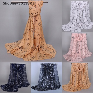 Shopee-5019BR3 Womens Fashion Scarves Musical Note Print Ladies Soft Chiffon Infinity Scarf New Shopee-5019BR3 (1)