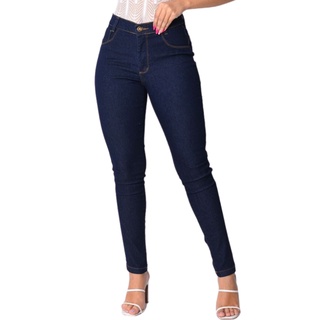 Calça Jeans Feminina Tradicional Skinny Cintura Alta Hot Pants Para Trabalho