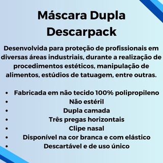 MASCARA CIRURGICA DUPLA ELASTICO DESCARPACK PCT COM 100 UNID (4)