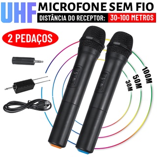 Universal UHF Microfone De Mão Sem Fio Com Receptor 2-Canal Portátil Para Karaoke Reunião Festa Igreja