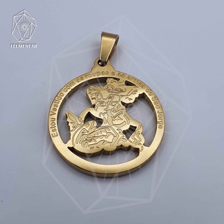 Pingente Dourado Medalha de São Jorge Pequeno - Aço Inox