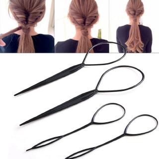 4Pcs Set Hair Loop Styling Tool / Magic Topsy Tail Hair Braid Ponytail Styling Clip / Bun Maker For Women