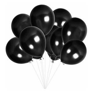 Balão Bexiga Metalizado Preto - Cromado - 25 Unidades N° 5