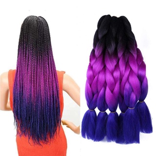 24 Inch Jumbo Braiding Hair Extensions Ombre Multiple Tone Colored Synthetic Hair