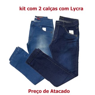 Kit 2 Calças Jeans Masculina Slim Com Lycra Cores Diferentes TRADICIONAL (1)