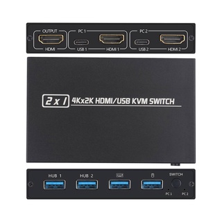 KVM Interruptor De Teclado E Mouse Comutação USB Entrada HDMI Para 2 Computadores (5)
