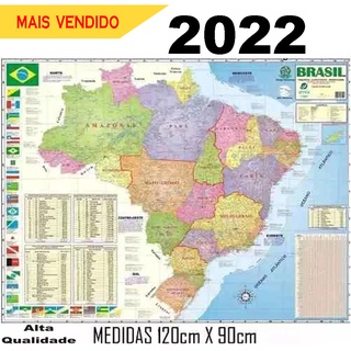 Mapa Brasil Politico Rodoviário Tamanho 120 X 90 Cm - Edição 2022 - GIGANTE