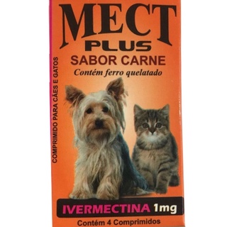 Anti Pulgas e Carrapatos Para Cães e Gatos 2,5 à 60 Kg Mect Plus 1 à 12 Mg