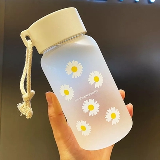 500 Ml Pequeno Margarida Garrafas De Água De Plástico/Criativo Garrafa Transparente/Congelado Com Chá Copo Corda (4)