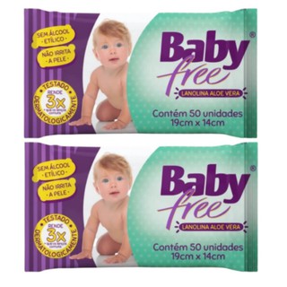 Kit 2 Lenços Umedecidos Baby Free Toalha Umedecida Qualybless 2 Pacotes com 50 unidades (Total: 100 lenços)