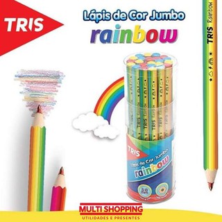 Lapis de cor infantil para criança colorir arco iris jumbo multicor divertido Rainbow Tris 1 unidade (1)