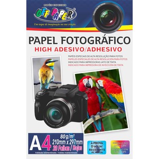 Papel Fotográfico A4 Adesivo Premium High 80g 20fls