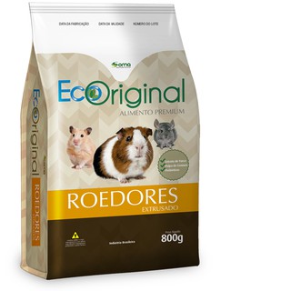 Alimento Completo Ecoriginal Extrusado Roedores 800g - Ração Premium para Porquinho da Índia, Coelhos, Hamster, Chinchila, Esquilo da Mongólia, Gerbil