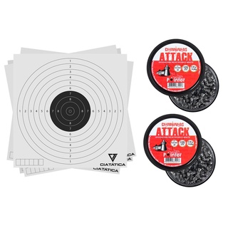 Kit 250 Pointer Attack 5.5mm + 100 Alvos Papel 14x14cm