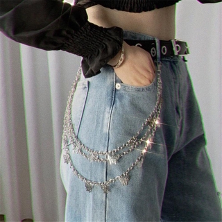 Hanging Waist Chains Belt Punk Butterfly Pendant Multilayer Fashion Trend Waistband Accessories Women (6)