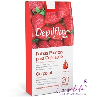 Cera Depilflax Corporal para Sobrancelhas e Buço 20 Folhas Morango (1)