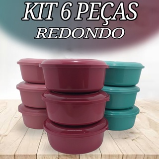 Conjunto de Vasilha 900ml kit 6 Peças Plastica Circular Potes Com Tampa