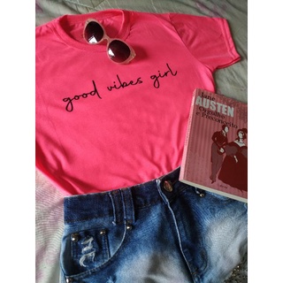 Camisa tshirt Neon pink Good vibe girls.