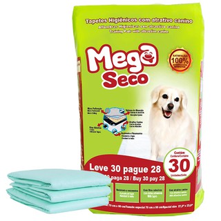 Tapete Higiênico Para Cães Pacotão C/ 30 Unidades - 70x60 Cm Mega Seco